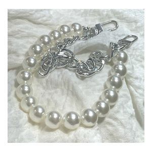 Faux Pearl & Stainless Alloy Silvertone Purse Chain (NWT)